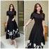 Women Elegant Pop Up Flower Puff Sleeves Long Dress